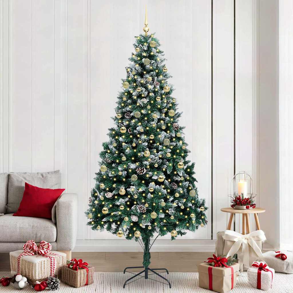 vidaXL Artificial Christmas Tree with 300 LEDs with Stand Green 240 cm 1