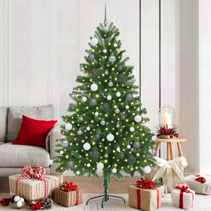 Christmas Tree Green 180 cm PE Length 90 cm with 120 white/grey balls