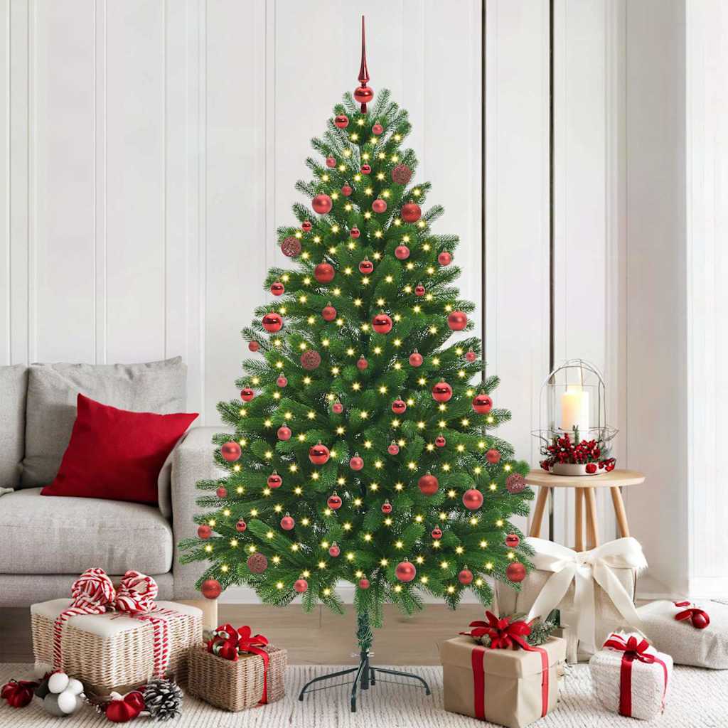 Christmas Tree Green 180 cm PE Length 90 cm with 120 red balls