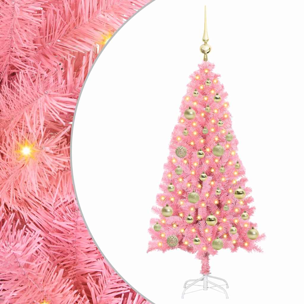 vidaXL Christmas Tree Pink 120 cm PVC 2