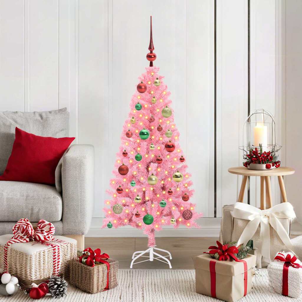 vidaXL Christmas Tree Pink 120 cm PVC 1