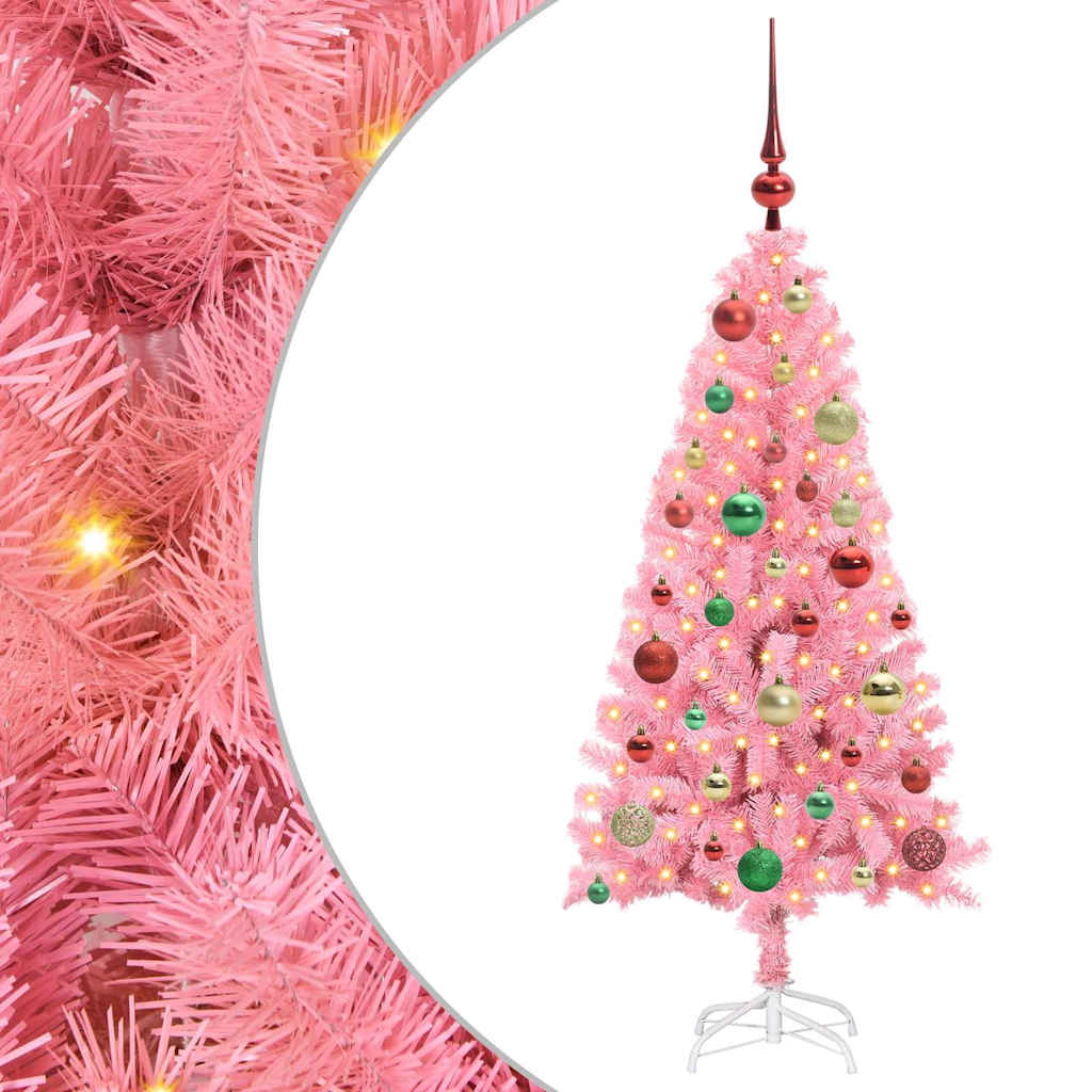 vidaXL Christmas Tree Pink 120 cm PVC 2