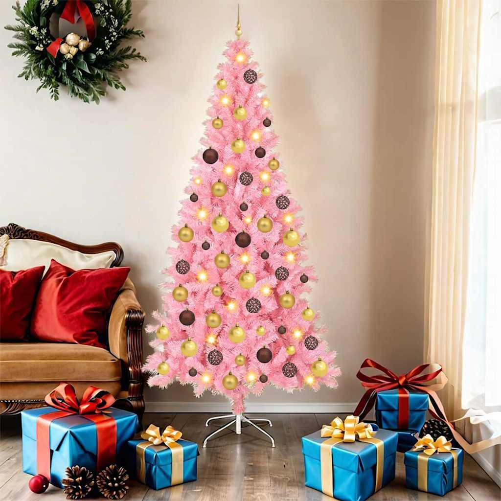 vidaXL Christmas Tree Pink 180 cm PVC 1