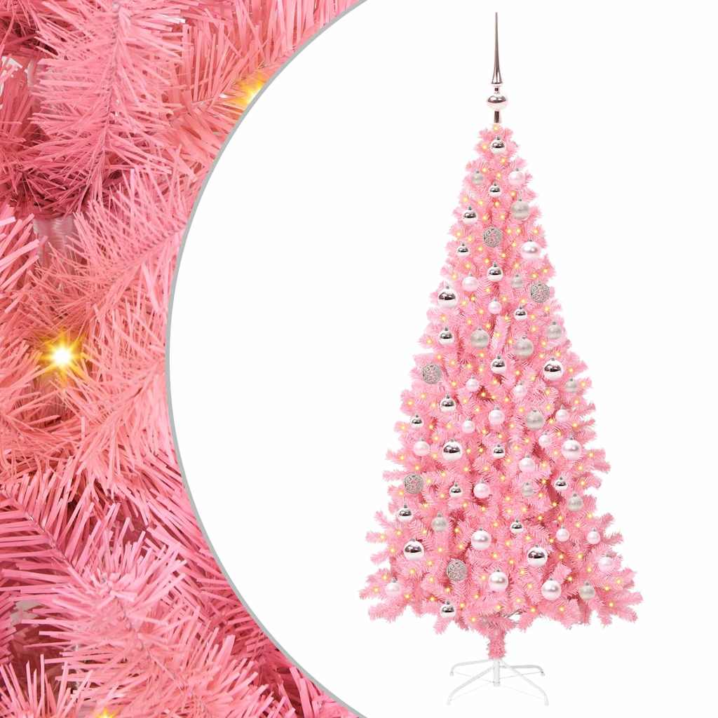 vidaXL Christmas Tree Pink 180 cm PVC 2