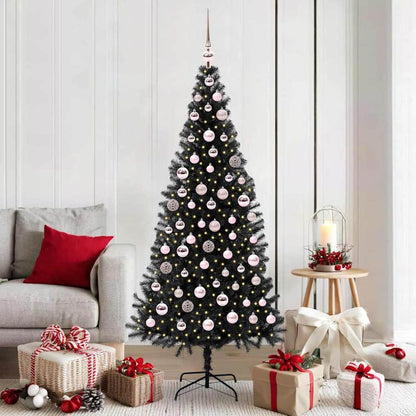 Christmas Tree PVC 180 cm Black with 300 LEDs&pink balls