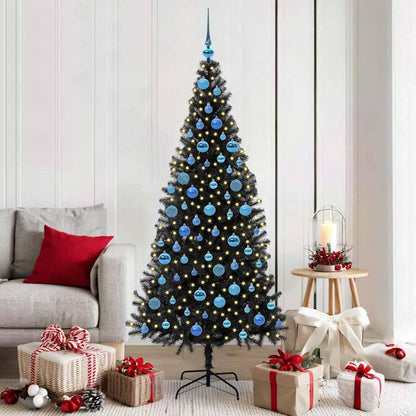 Christmas Tree PVC 180 cm Black with 300 LEDs&blue balls