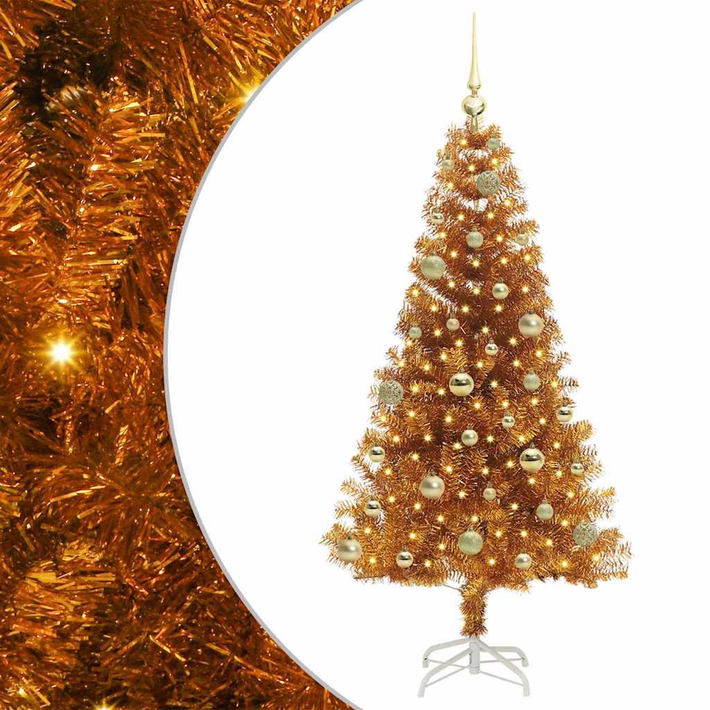 Christmas Tree PET 150 cm Gold with 150 LEDs&gold balls
