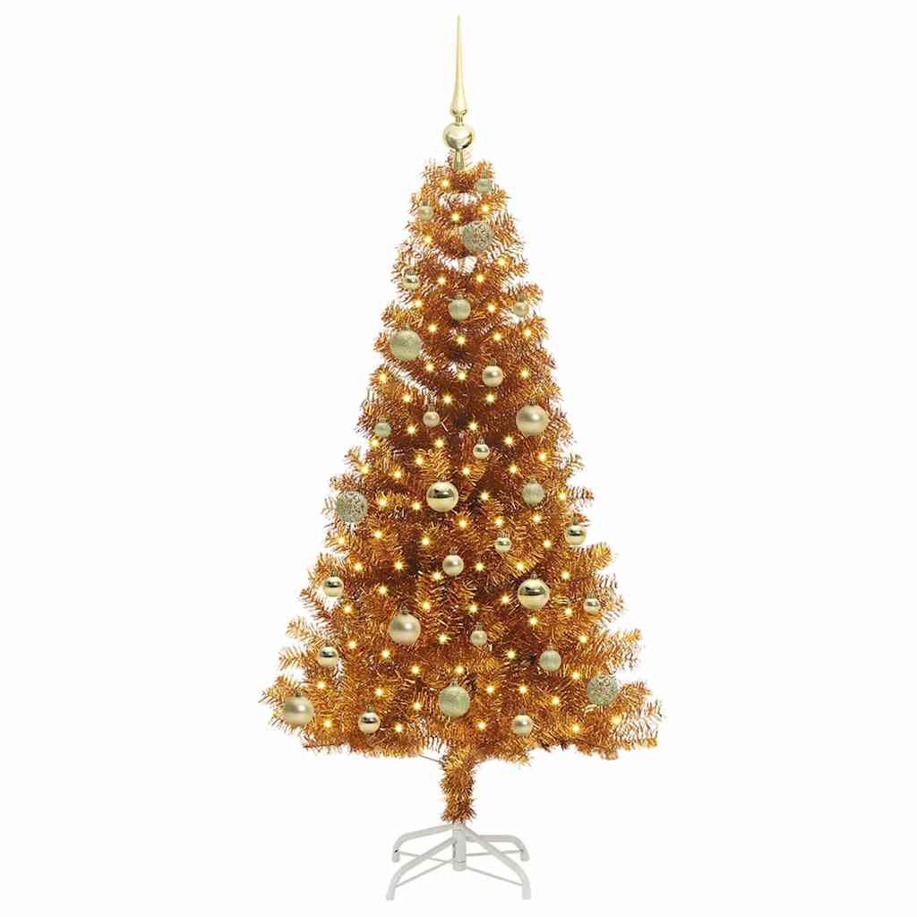 Christmas Tree PET 150 cm Gold with 150 LEDs&gold balls