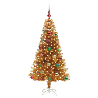 Christmas Tree PET 150 cm Gold with 150 LEDs&multicolour balls