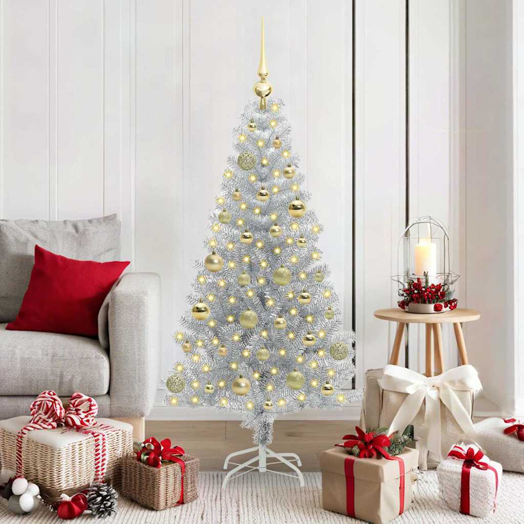 vidaXL Christmas Tree Silver 150 cm PET 1