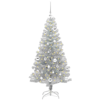 Christmas Tree PET 150 cm Silver with 150 LEDs&silver balls