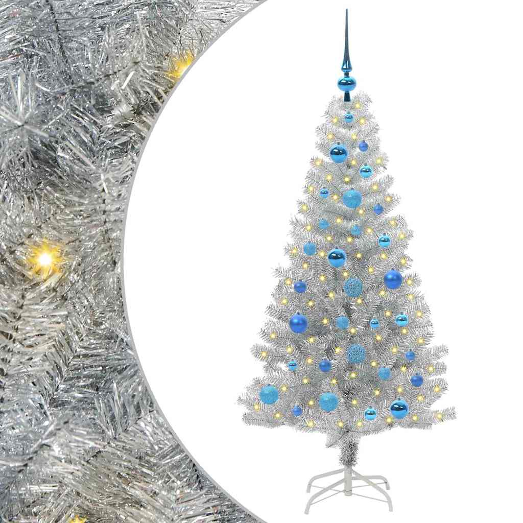 vidaXL Christmas Tree Silver 150 cm PET 2
