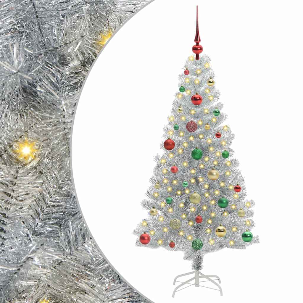 vidaXL Christmas Tree Silver 150 cm PET 2