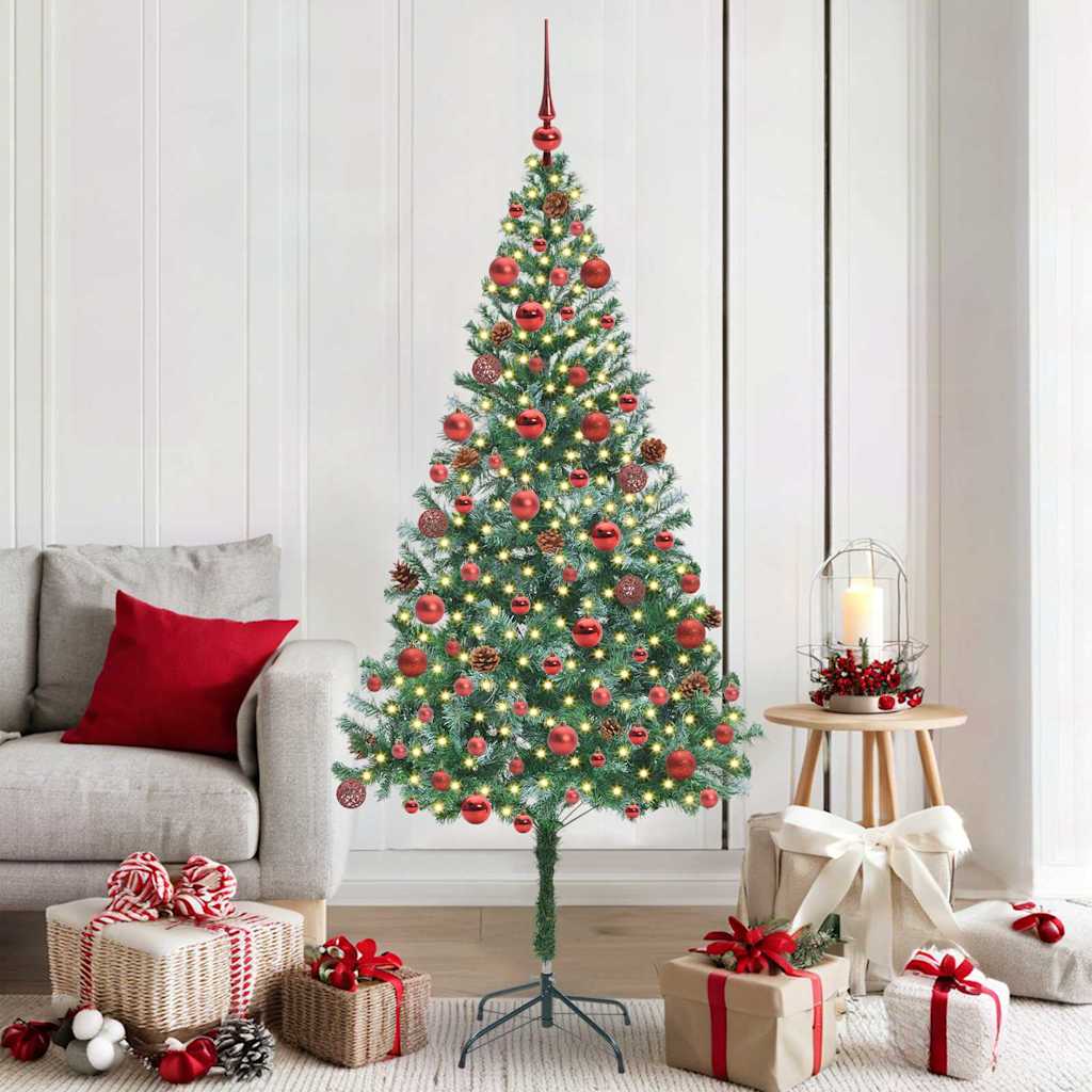 Artificial Christmas Tree Green 180 cm PVC and Steel Width 180 cm with 120 red balls