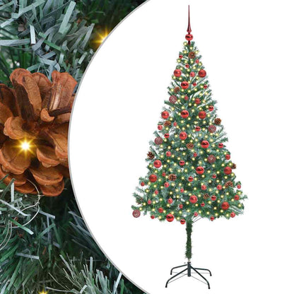 Artificial Christmas Tree Green 180 cm PVC and Steel Width 180 cm with 120 red balls
