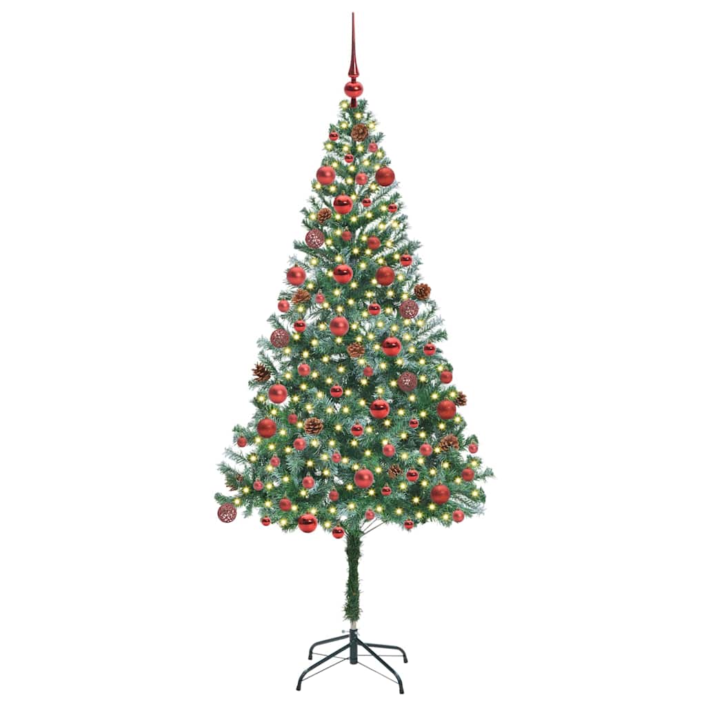 Artificial Christmas Tree Green 180 cm PVC and Steel Width 180 cm with 120 red balls
