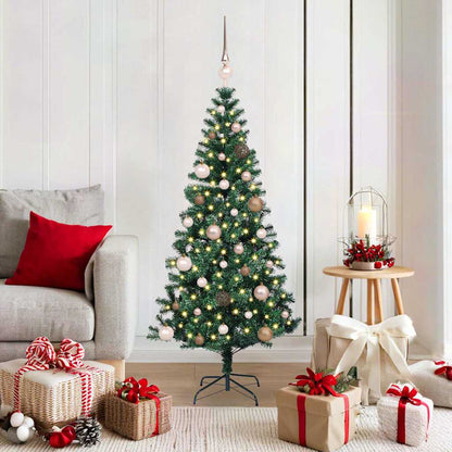 vidaXL Artificial Pre-lit Christmas Tree Green 150 cm PVC and Metal 1