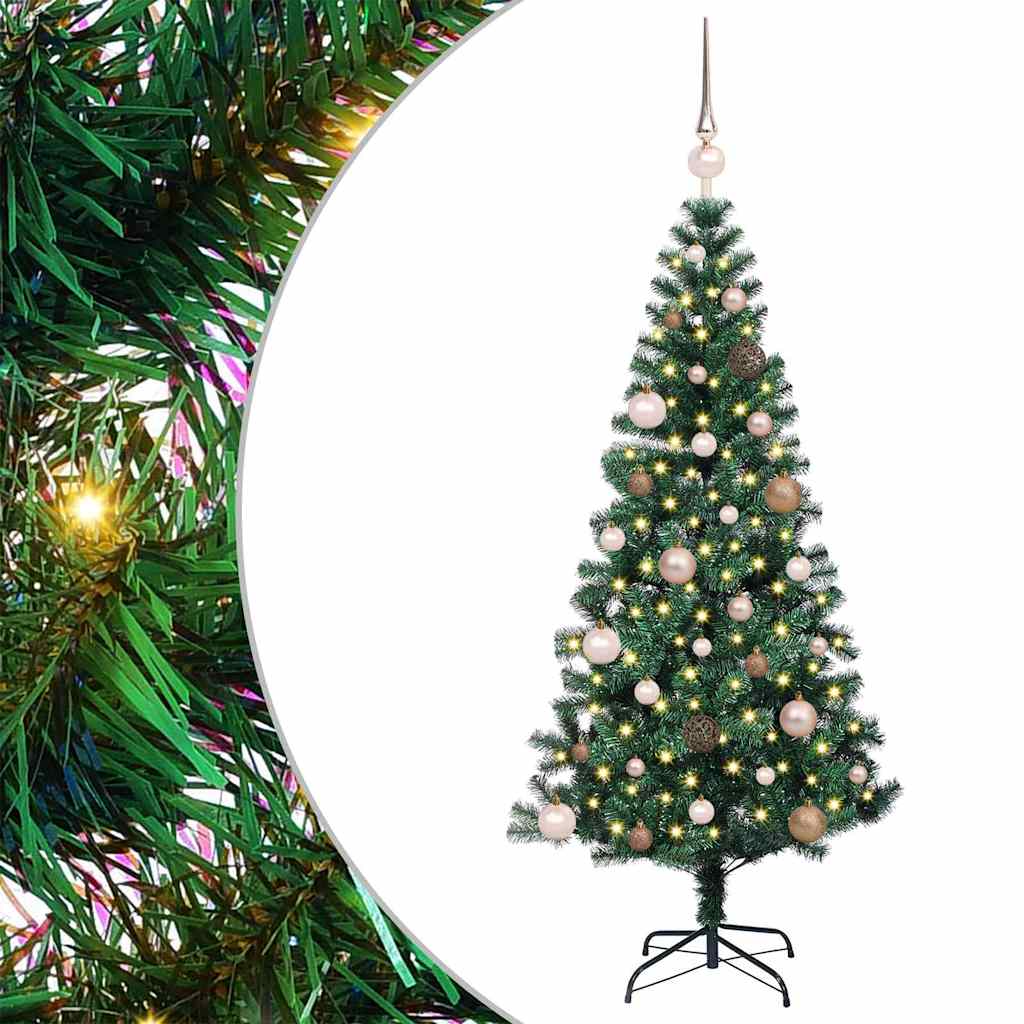 vidaXL Artificial Pre-lit Christmas Tree Green 150 cm PVC and Metal 2