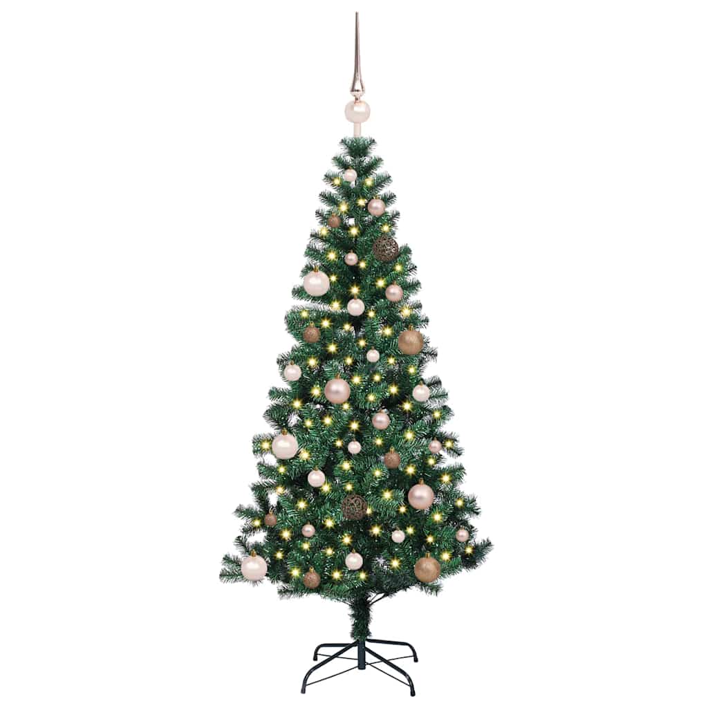 vidaXL Artificial Pre-lit Christmas Tree Green 150 cm PVC and Metal 3