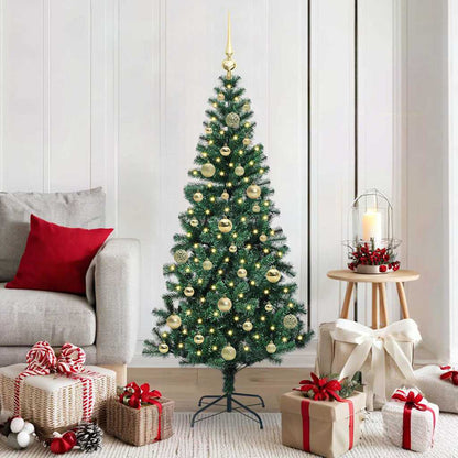 vidaXL Artificial Pre-lit Christmas Tree Green 150 cm PVC and Metal 1