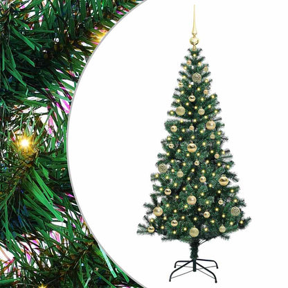 vidaXL Artificial Pre-lit Christmas Tree Green 150 cm PVC and Metal 2