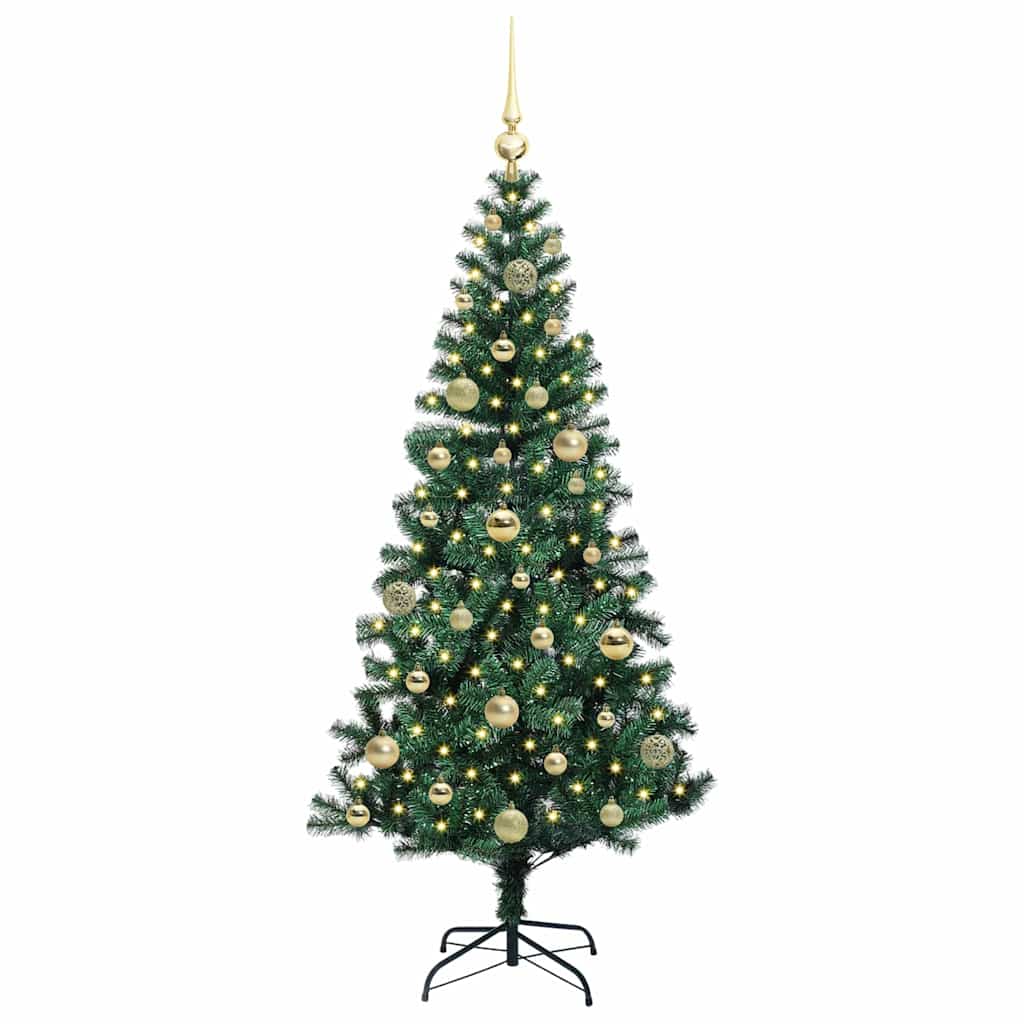 vidaXL Artificial Pre-lit Christmas Tree Green 150 cm PVC and Metal 3