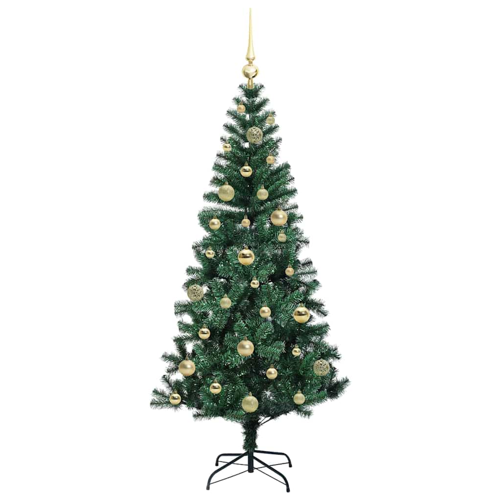 vidaXL Artificial Pre-lit Christmas Tree Green 150 cm PVC and Metal 4