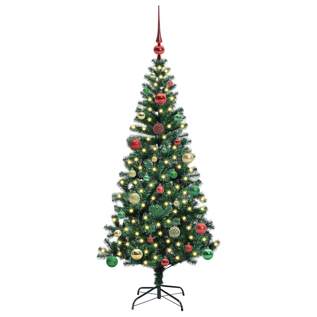 vidaXL Artificial Pre-lit Christmas Tree Green 150 cm PVC and Metal 3