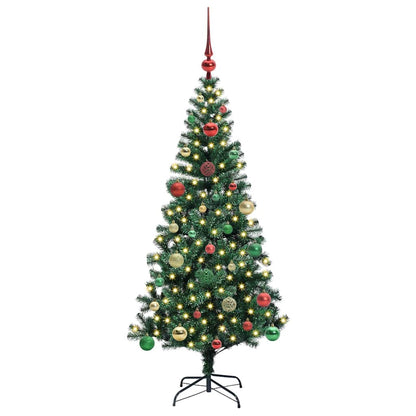 vidaXL Artificial Pre-lit Christmas Tree Green 150 cm PVC and Metal 3