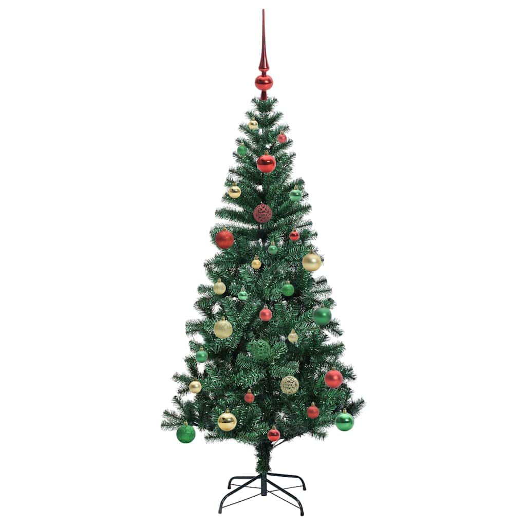 vidaXL Artificial Pre-lit Christmas Tree Green 150 cm PVC and Metal 6