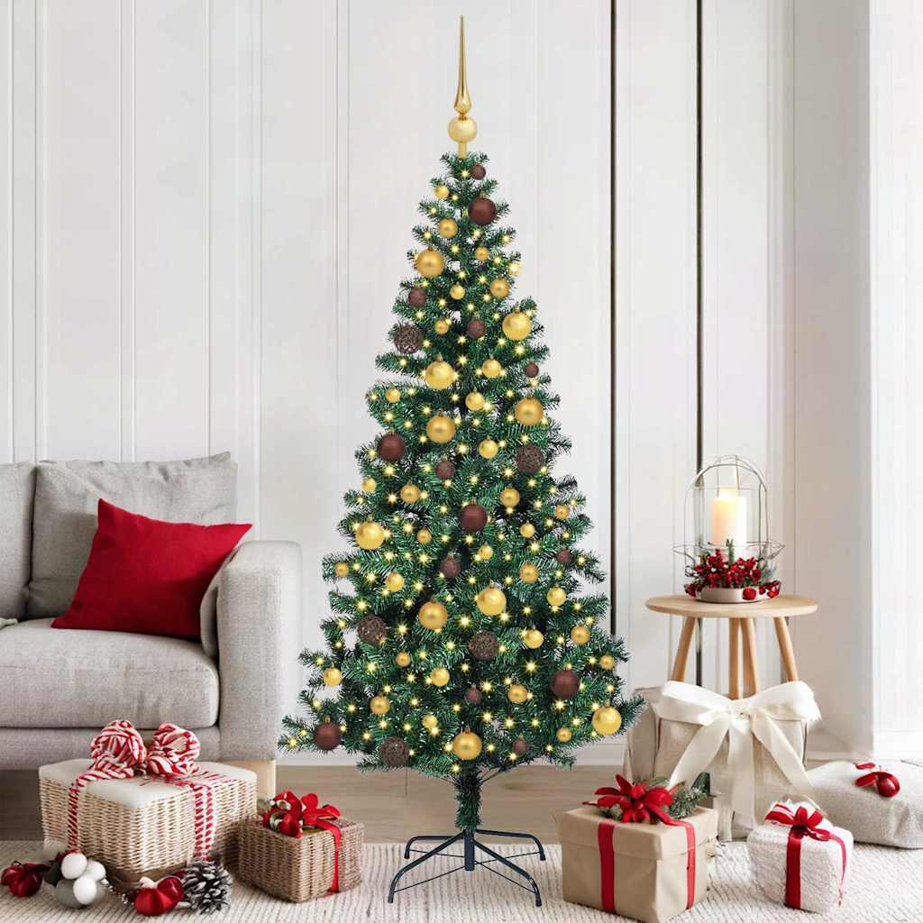 vidaXL Artificial Pre-lit Christmas Tree Green 180 cm PVC and Metal 1