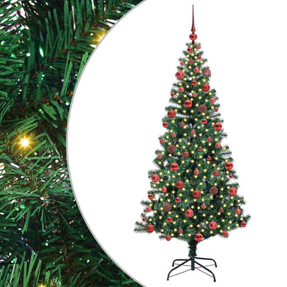 vidaXL Artificial Pre-lit Christmas Tree Green 180 cm PVC and Metal 2