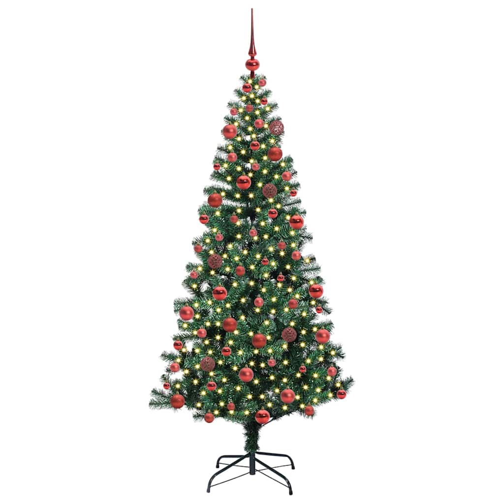 vidaXL Artificial Pre-lit Christmas Tree Green 180 cm PVC and Metal 3
