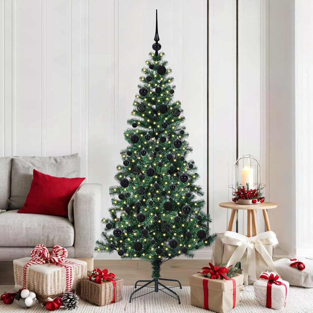 vidaXL Artificial Pre-lit Christmas Tree Green 180 cm PVC and Metal 1