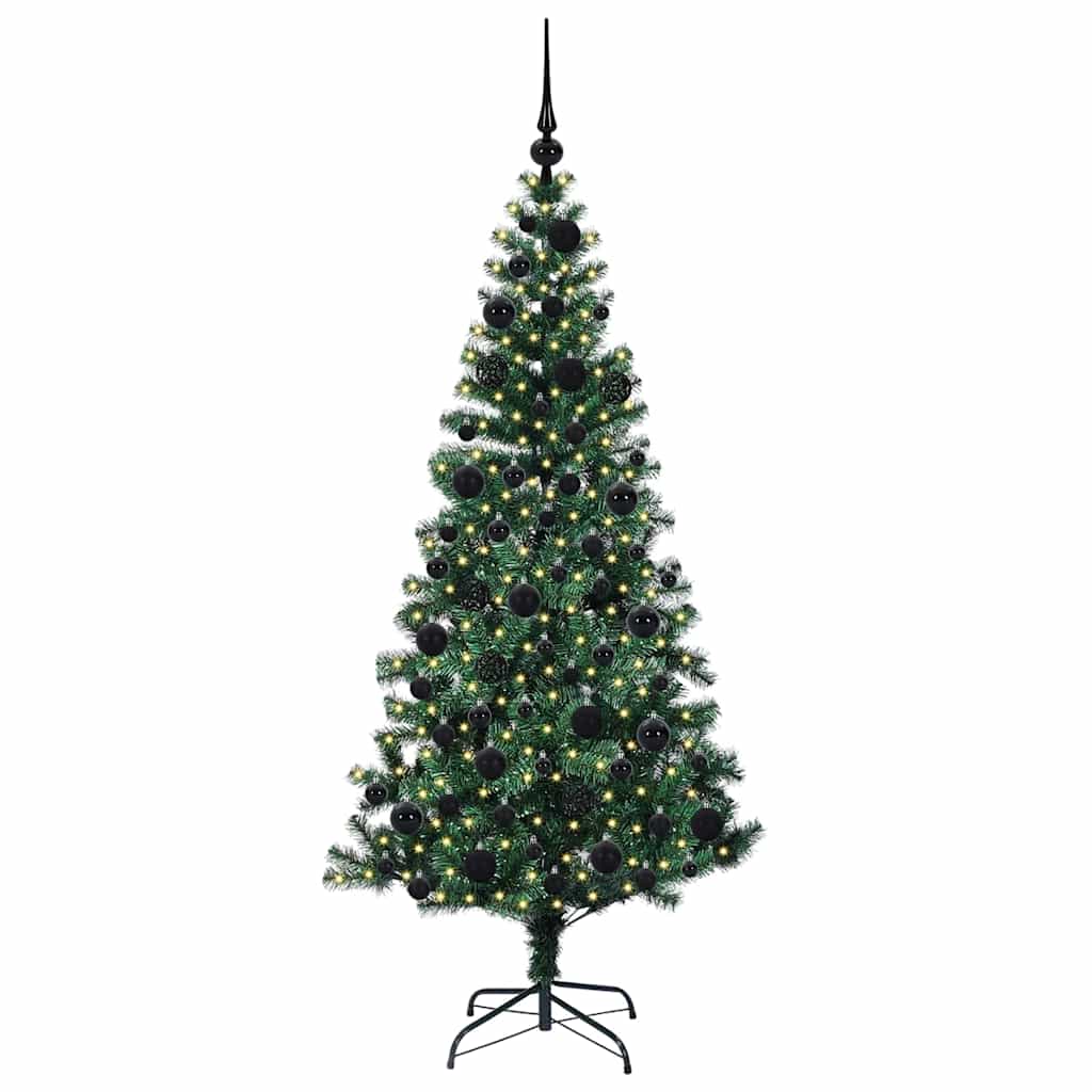 vidaXL Artificial Pre-lit Christmas Tree Green 180 cm PVC and Metal 3