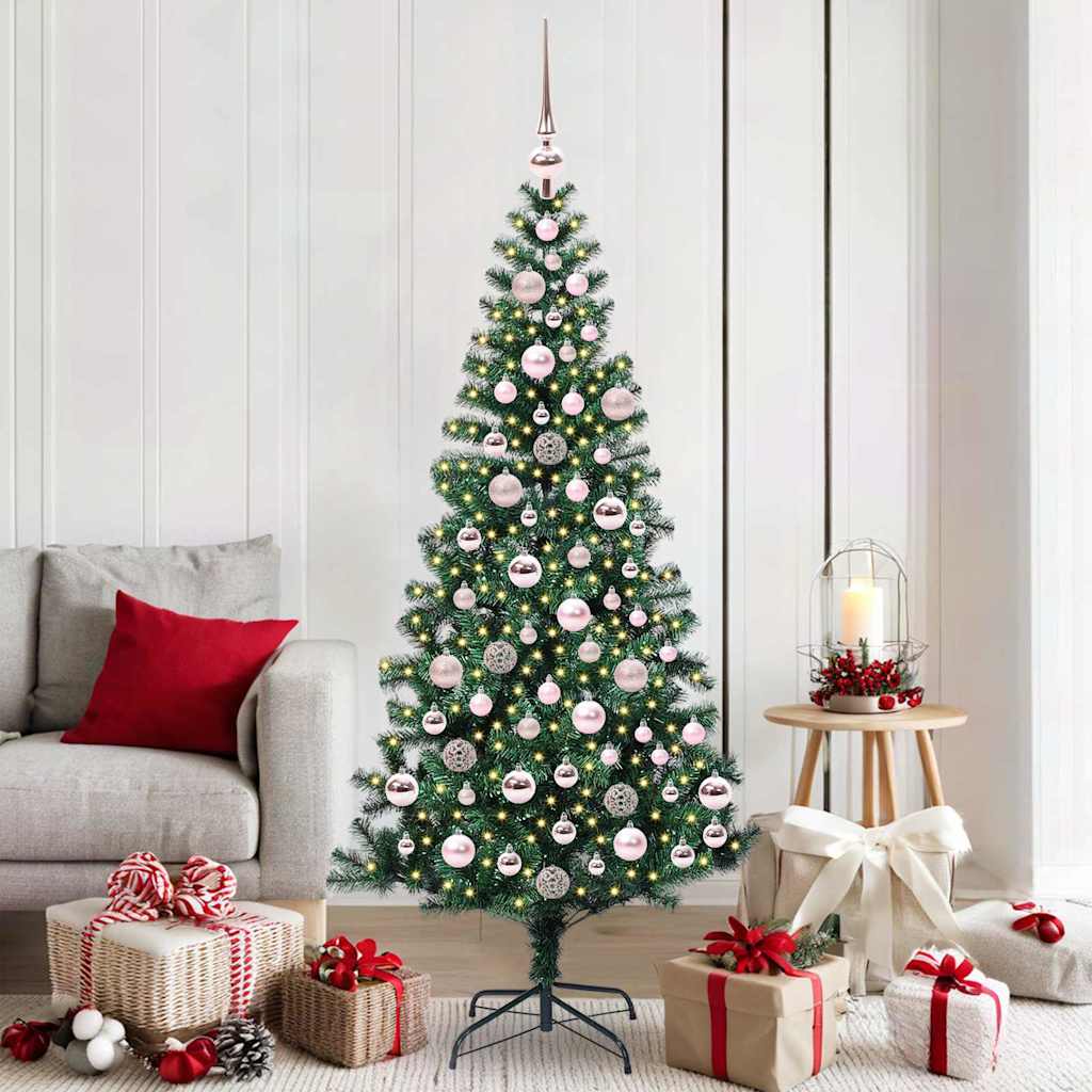 vidaXL Artificial Pre-lit Christmas Tree Green 180 cm PVC and Metal 1