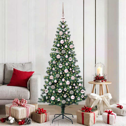 vidaXL Artificial Pre-lit Christmas Tree Green 180 cm PVC and Metal 1