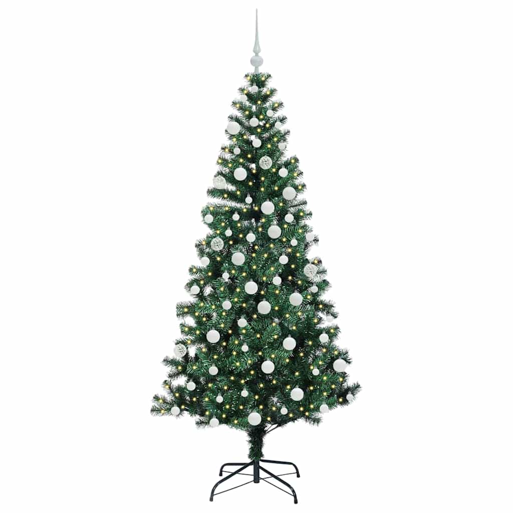 vidaXL Artificial Pre-lit Christmas Tree Green 180 cm PVC and Metal 3