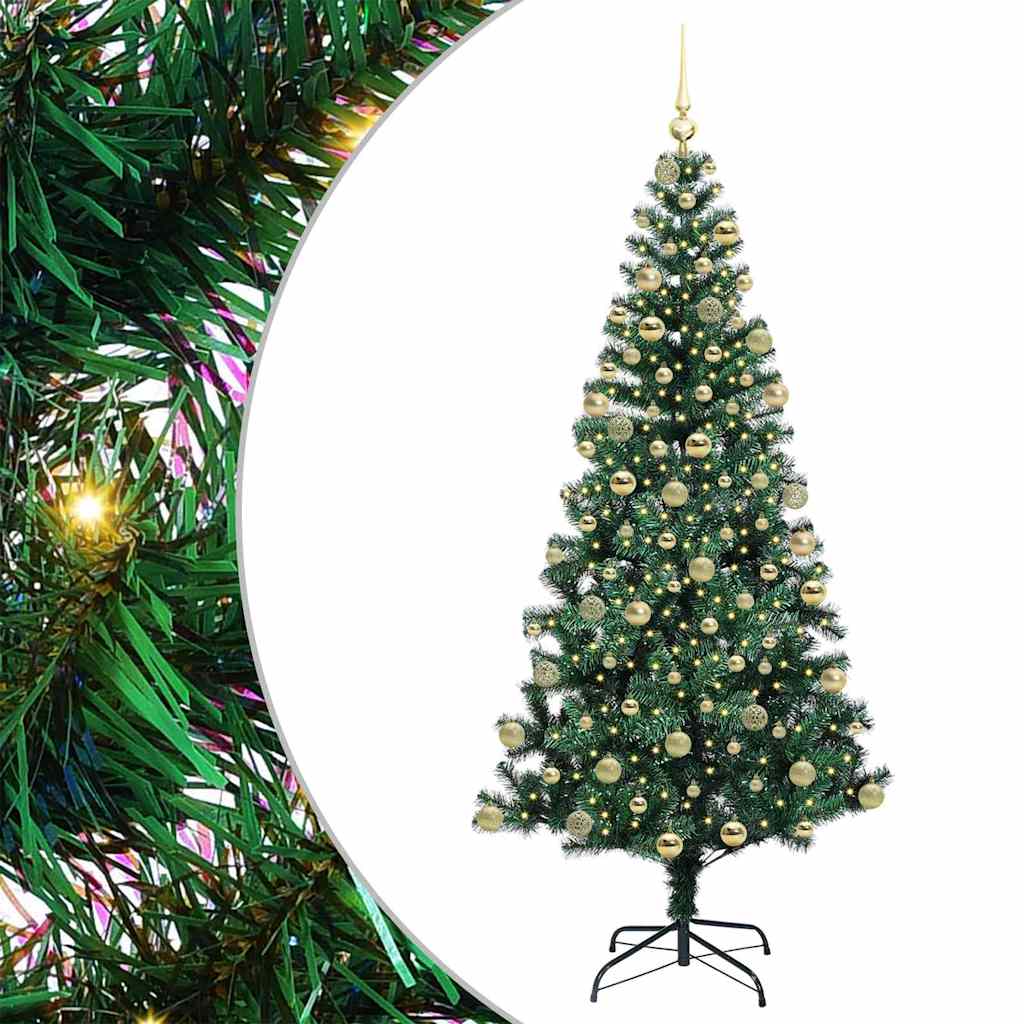 vidaXL Artificial Pre-lit Christmas Tree Green 180 cm PVC and Metal 2