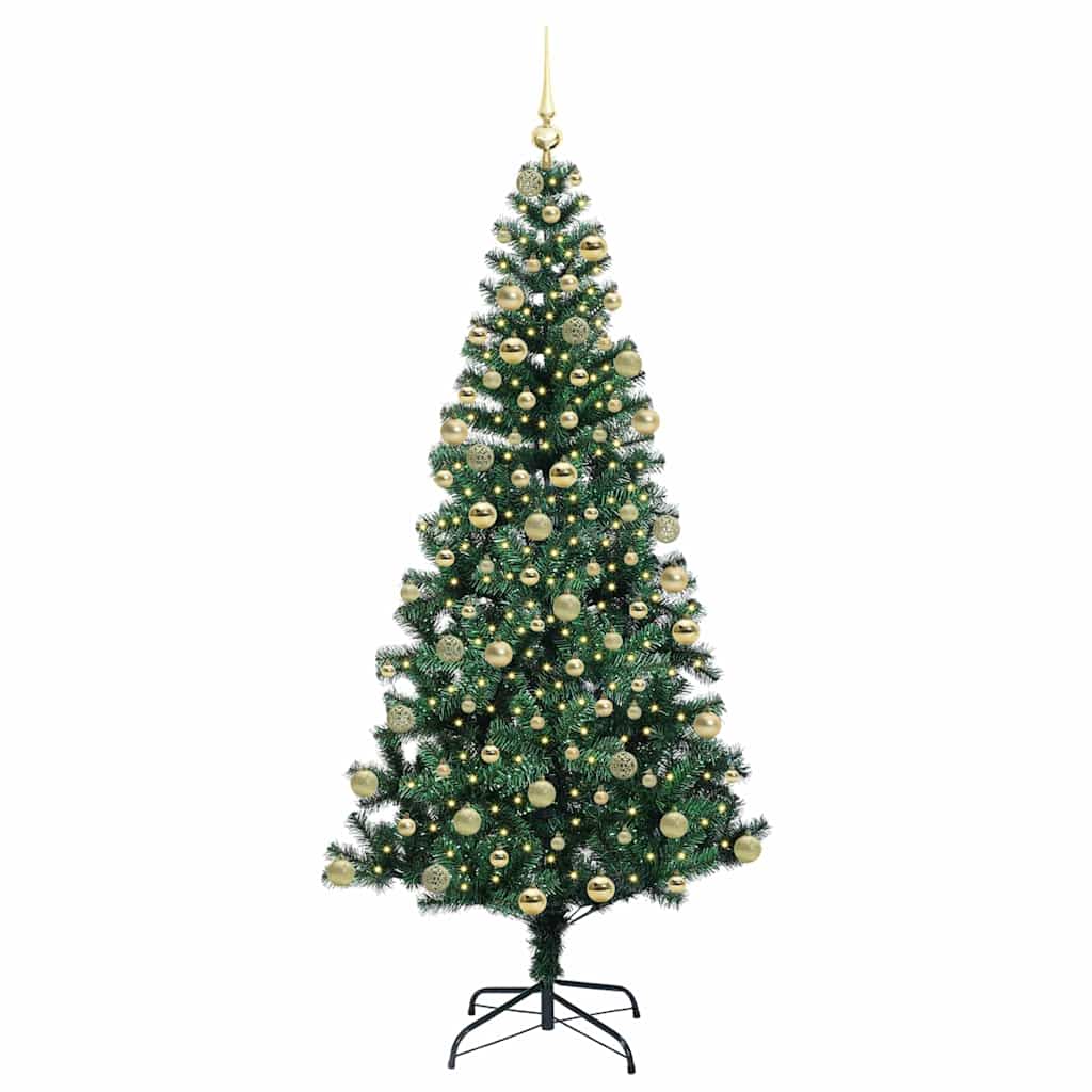 vidaXL Artificial Pre-lit Christmas Tree Green 180 cm PVC and Metal 3