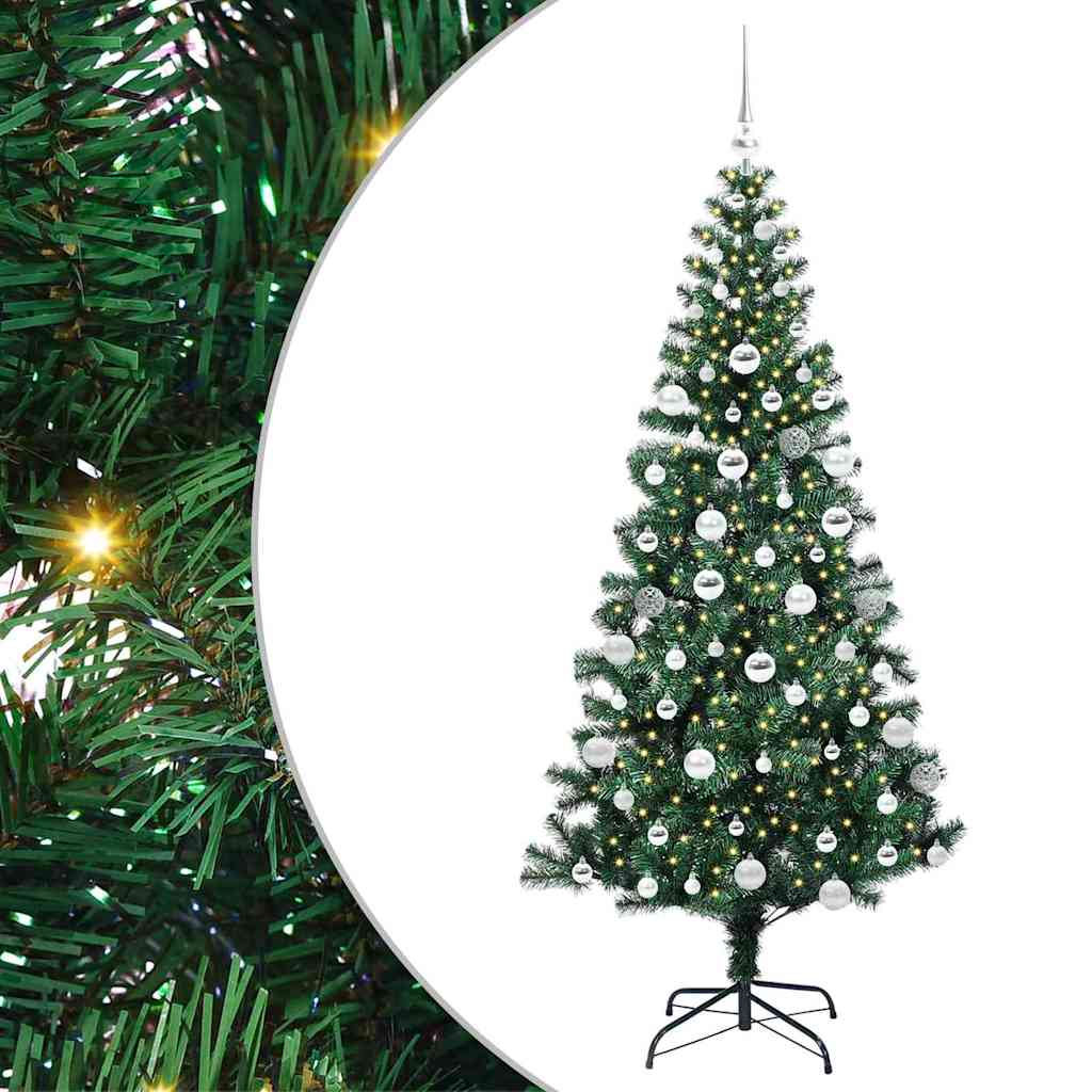 vidaXL Artificial Pre-lit Christmas Tree Green 180 cm PVC and Metal 2