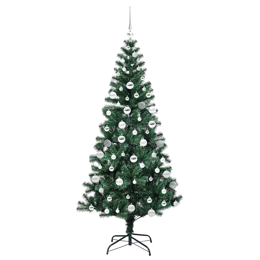 vidaXL Artificial Pre-lit Christmas Tree Green 180 cm PVC and Metal 4