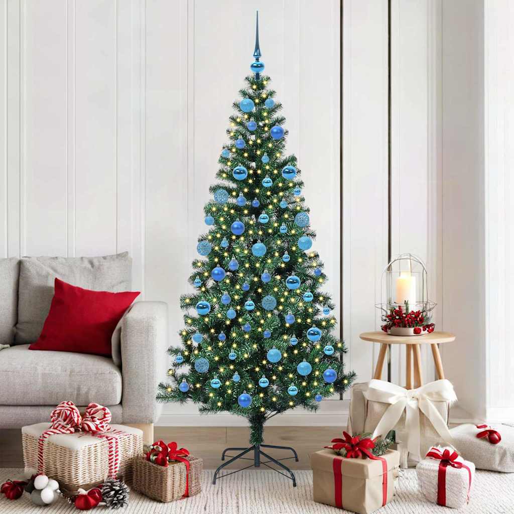vidaXL Artificial Pre-lit Christmas Tree Green 180 cm PVC and Metal 1