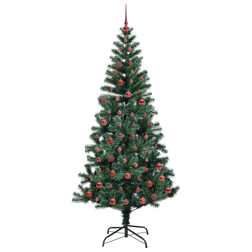 vidaXL Artificial Pre-lit Christmas Tree Green 210 cm PVC and Metal 4