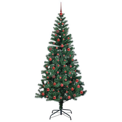vidaXL Artificial Pre-lit Christmas Tree Green 210 cm PVC and Metal 4