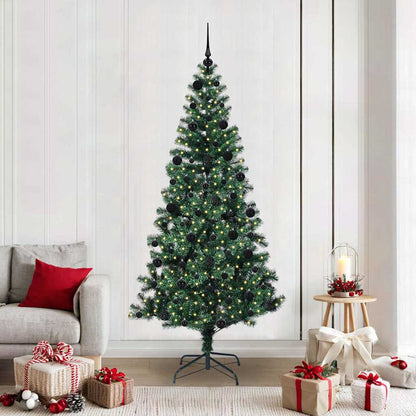 vidaXL Artificial Pre-lit Christmas Tree Green PVC and Metal 210 cm