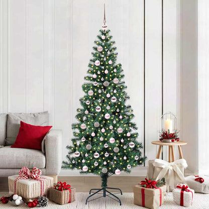 vidaXL Artificial Pre-lit Christmas Tree Green PVC and Metal 210 cm