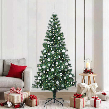 vidaXL Artificial Pre-lit Christmas Tree Green PVC and Metal 210 cm