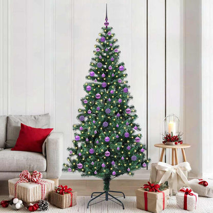 vidaXL Artificial Pre-lit Christmas Tree Green PVC and Metal 210 cm