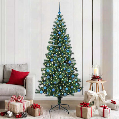 vidaXL Artificial Pre-lit Christmas Tree Green PVC and Metal 210 cm